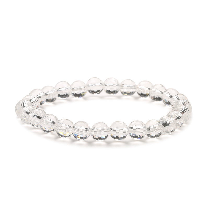 Estilo coreano Super brillante colorido cristal 96 granos de la tierra de superficie 8MM superficie de corte de cristal multicolor pulsera de cuentas pulsera