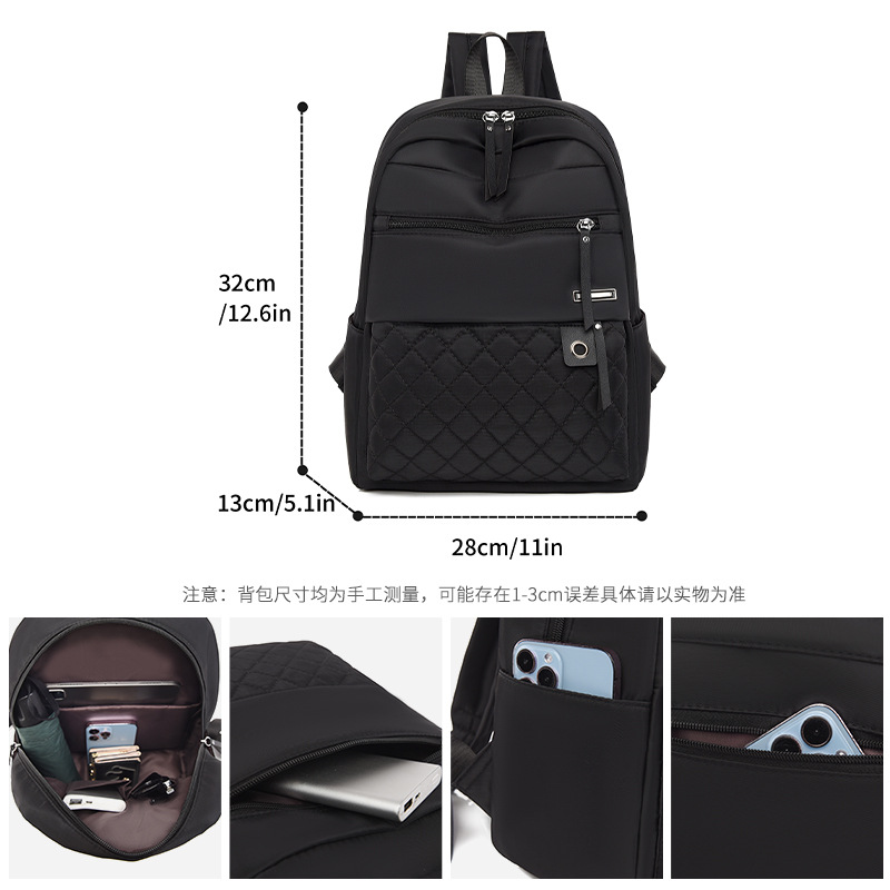 2025 nueva mochila de tela Oxford para mujer Lingge, bolso de viaje, mochila para computadora de moda de gran capacidad para mujer simple