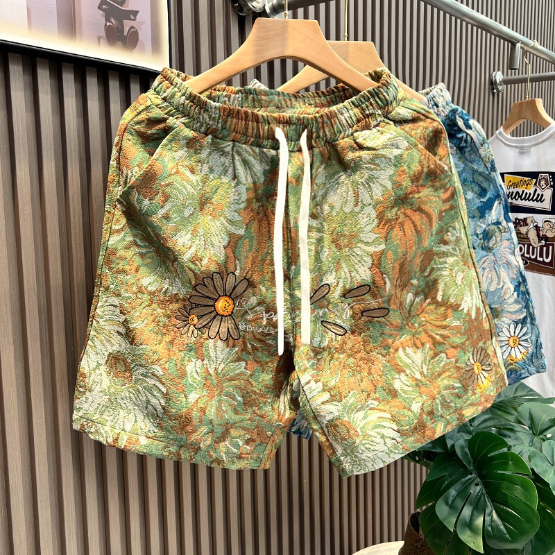 2025 New Summer Trendy Brand American-Style Floral All-Over Print Casual Shorts for Men and Women, Street Retro Loose-Fitting Five-Point Pants 2025 New Summer Trendy Brand American-Style Floral All-Over Print Casual Shorts for Men and Women, Street Retro Loose-Fitting Five-Point Pants