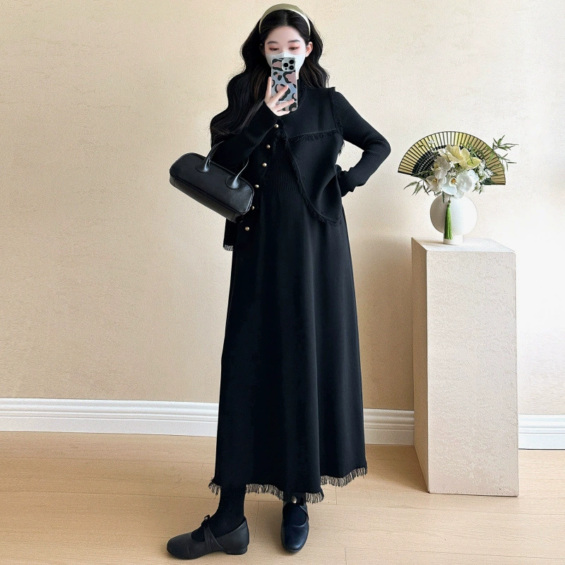 Модный жилет для беременных, платье, комплект, стиль Chanel
