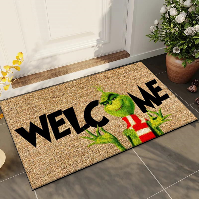 Alfombra de piso de dibujos animados de comercio exterior transfronterizo amazon deseo estera de piso de navidad decoración de vacaciones estera de regalo estera de la puerta del hogar