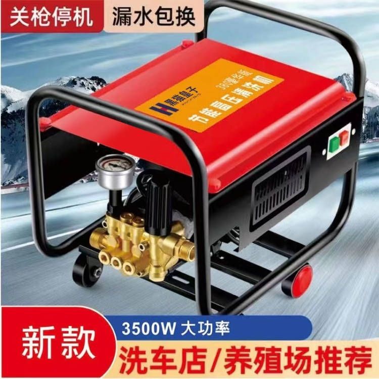 Shuǐbèng New Black Cat 380 car washer artifact household 220V high-pressure water pump (Portable car washer) - long-and-short-dual-purpose-gun-10-meter-explosion-proof-pipe-copper-joint