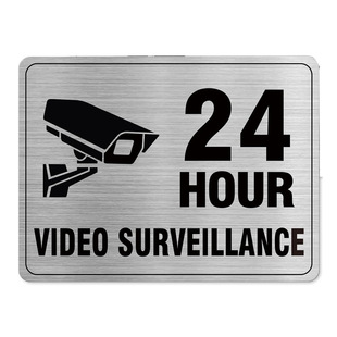 Customized Cross-border Supply 24-hour Video Surveillance Sign English Warning Sign U.S. Private Territory Courtyard Sign