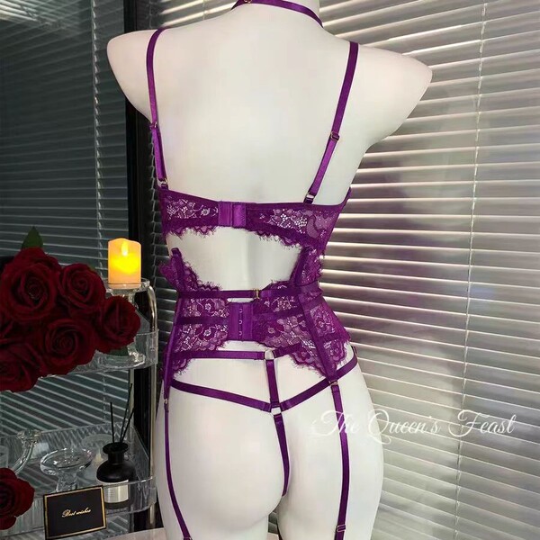 Purple sexy lace underwear