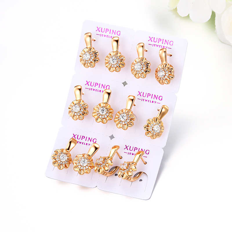 Xuping estilo ruso de moda retro flores nicho de diseño personalidad pendientes transfronterizos pendientes al por mayor mujeres
