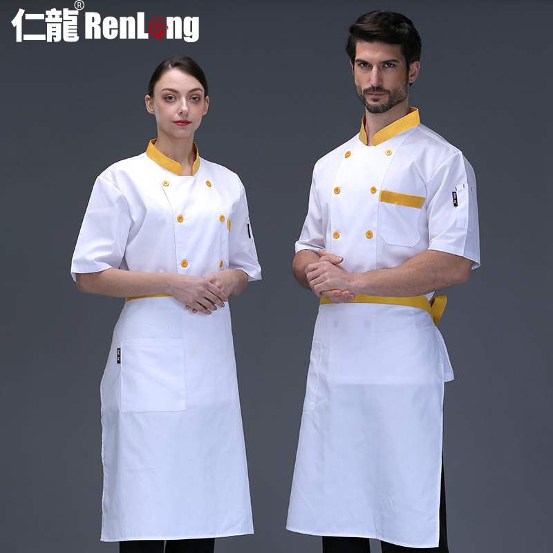 Ropa de chef Hombre Manga larga Blanco Transpirable Logotipo Bordado Comedor Hotel Tooling Comedor Chef Ropa de trabajo