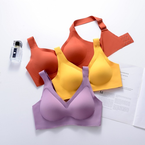 Shangpin large shoulder strap Thai latex underwear women's seamless invisible buckle push-up breast reduction sports sleep bra