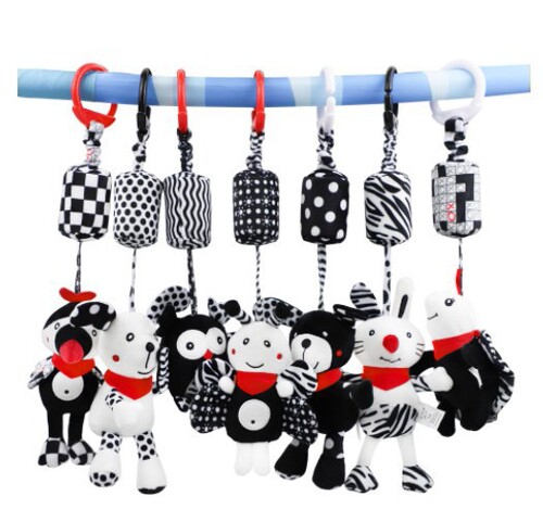 Baby black and white wind chime stroller pendant rabbit bee bird owl dog pendant car hanging bed bell