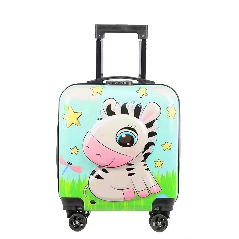 18 pulgadas carro de los niños caso logotipo imprimible equipaje universal rueda de dibujos animados lindo maleta en stock fábrica al por mayor