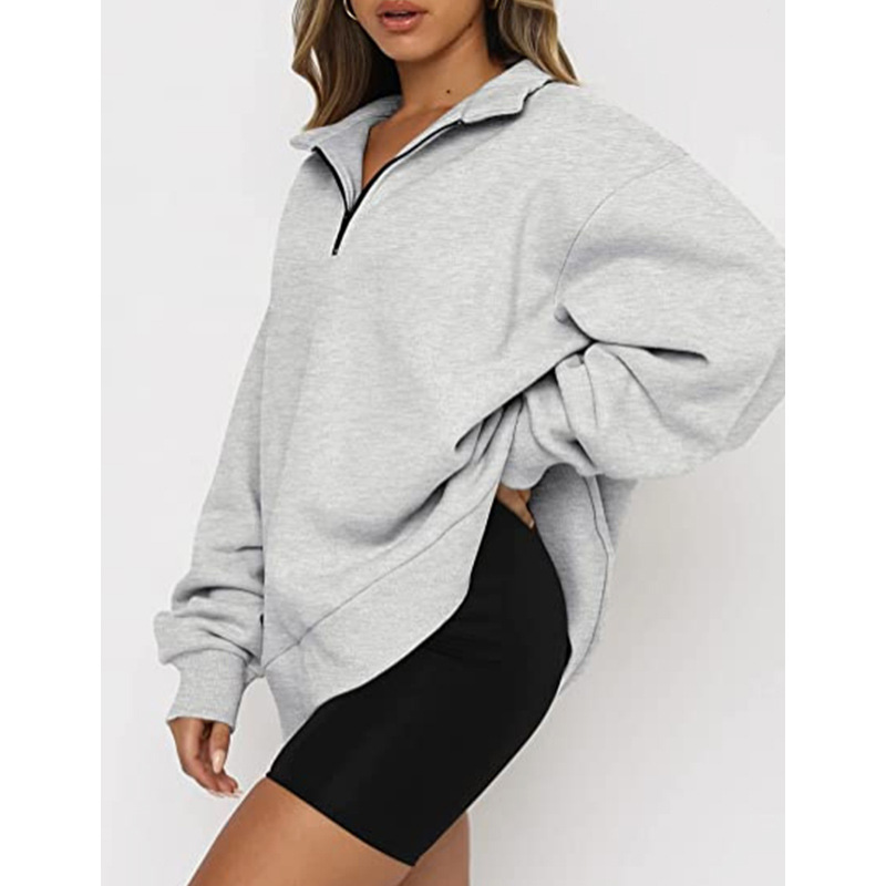 Femmes Sweat À Capuche Manche Longue Hoodies Et Pulls Molletonnés Fermeture Éclair Décontractée Couleur Unie display picture 6