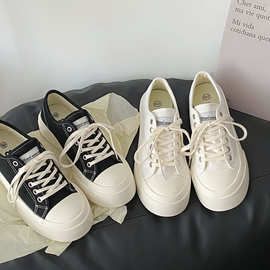 2022春夏百搭可爱厚底增高帆布鞋女韩国ins学生街拍丑萌小白鞋