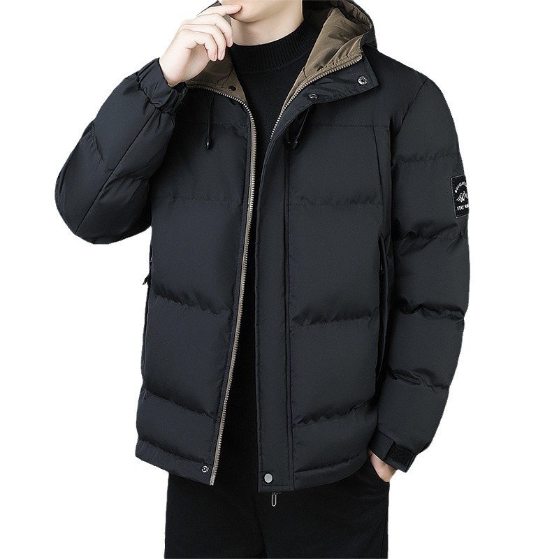 Invierno de invierno de algodón de pluma de tamaño grande hombre moda de la juventud de algodón cálido grueso chaqueta de algodón con capuchón suelta