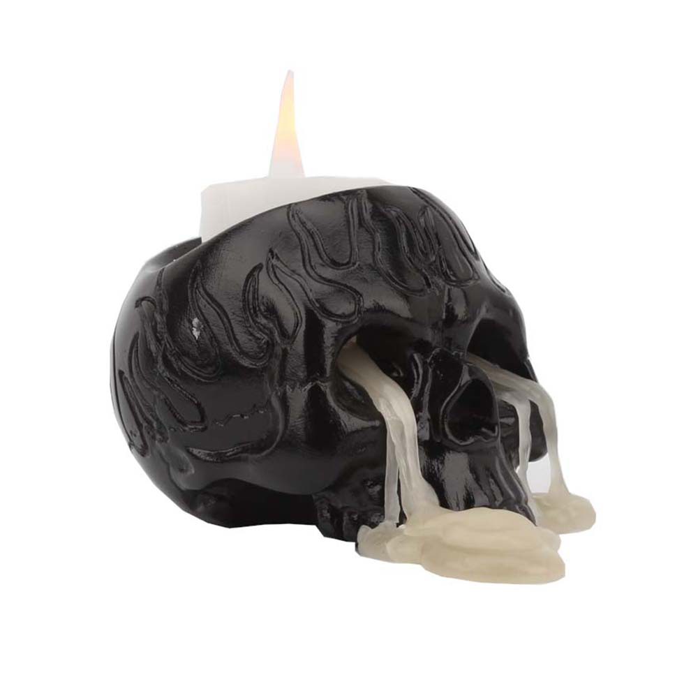 European and American creative flame black small skeleton candle holder home horror retro skeleton mini resin ornament Halloween