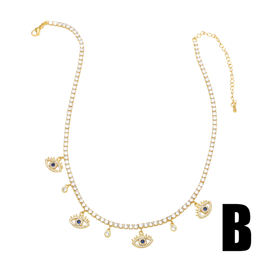 Fashion Devilu0027S Eye Coconut Tree Copper Pendant Necklace Inlay Zircon Copper Necklaces