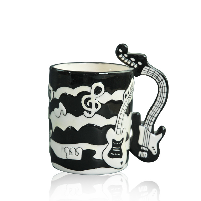 Taza de guitarra en taza de música de cerámica taza de agua de notas de guitarra eléctrica taza de café mini taza de leche