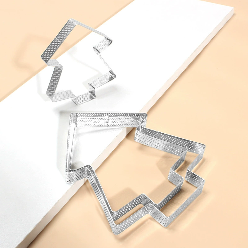 Перфорированное кольцо для пирога в форме рождественской елки из нержавеющей стали 430, кольцо для мусса, французская перфорированная форма для фруктового пирога, кольцо для рисового торта