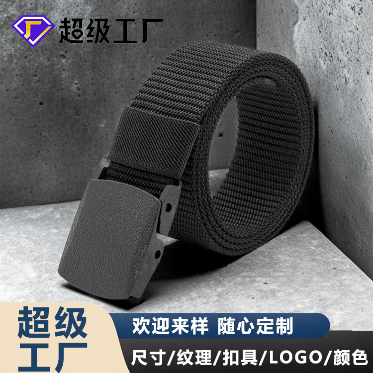 Cinturón de lona Cinturón de hombre Comprobación de seguridad sin metal para mujeres Entrenamiento militar coreano Hebilla automática Jeans casuales Al aire libre