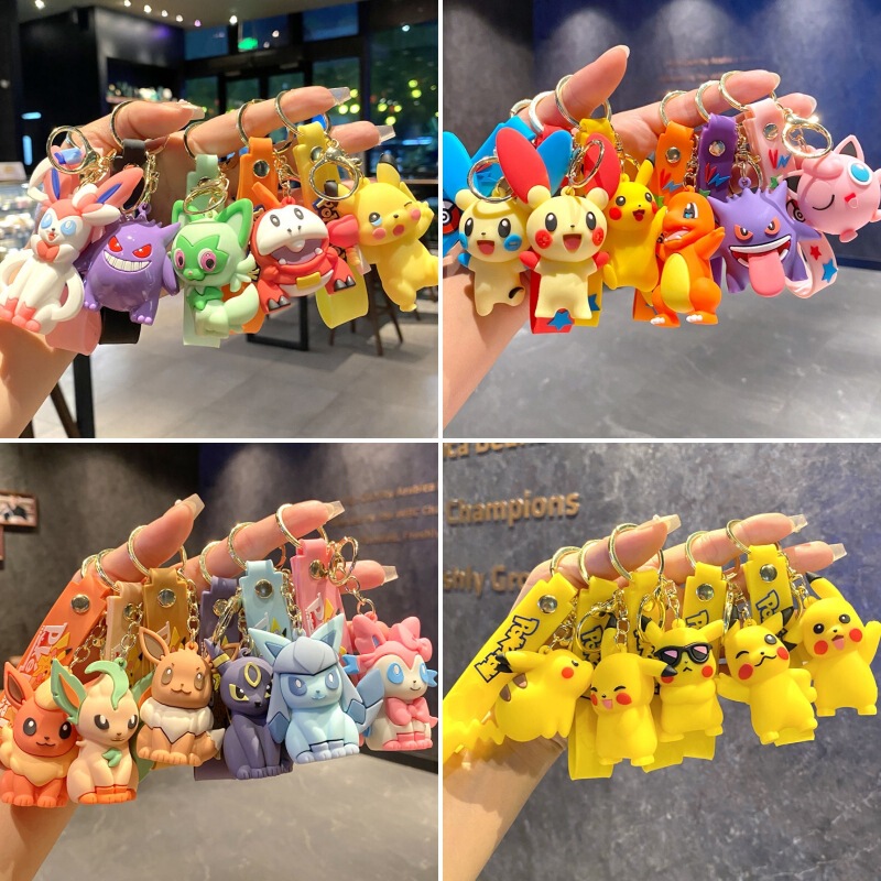 New Cross-Border Pokémon Pikachu Eevee Family Keychain Cartoon Doll Backpack Car Pendant Small Accessory New Cross-Border Pokémon Pikachu Eevee Family Keychain Cartoon Doll Backpack Car Pendant Small Accessory