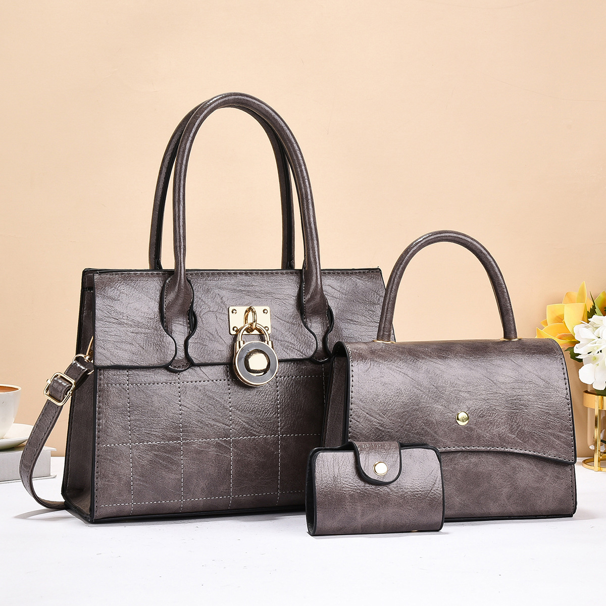 Bolso de mujer ocio estilo transfronterizo retro bolso de niños 2025 primavera nueva combinación de bolsos de tres piezas de bolso de gran capacidad