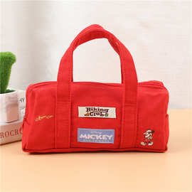 红色米奇日系可爱帆布包宝妈外出手拎包便当包上班族手提包女