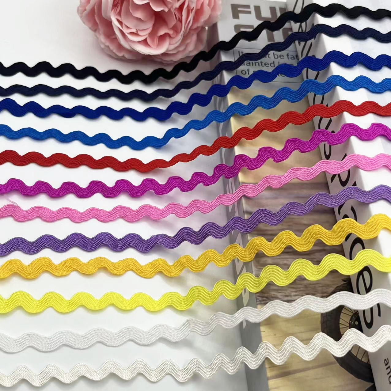 5mm onda de color sólido en forma de S borde curvo de encaje cortina de cinta sombrero ropa para niños accesorios de boda accesorios de ropa en stock