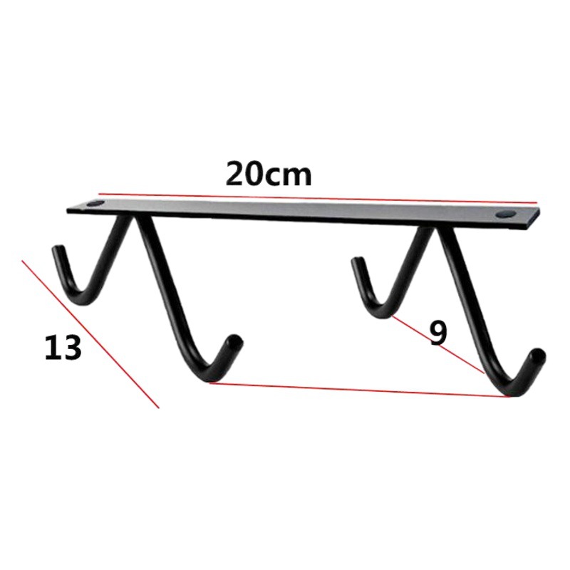 Mug hook kitchen hook rack punching spatula spoon storage rack black 2-hole cross-border hot sale