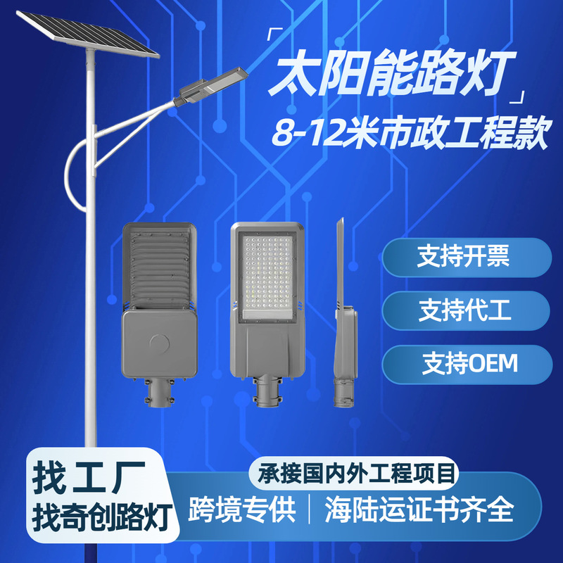 Municipal Engineering Projects 8.1m 12m Solar Street Lights for Main Roads Guangdong Zhongshan Led Street Light Manufacturer Factory