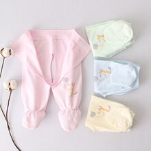 哈奇乐B205宝宝开裆裤春秋婴儿开腰魔术贴男女秋裤新生儿包脚睡裤