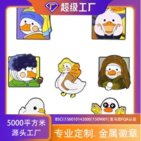 Art Duck брошь металлический значок Забавный утиный хлеб Мона Лиза утка Платье Милая медаль животных оптом