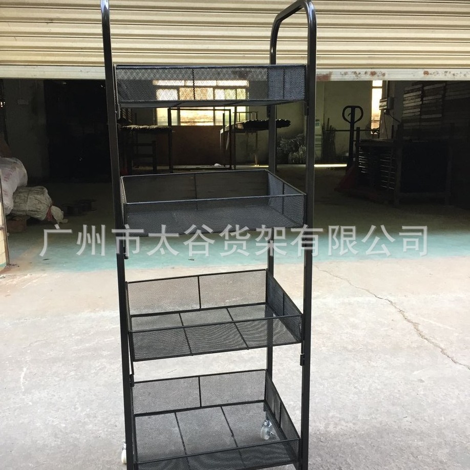 便利店厂家直供便利店零食置物架矿泉水饮料手推车四层陈列架便携
