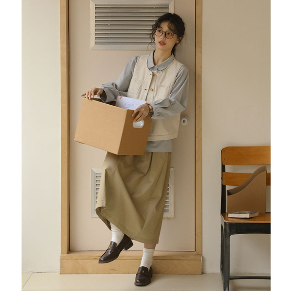 Spring Japanese retro white short vest