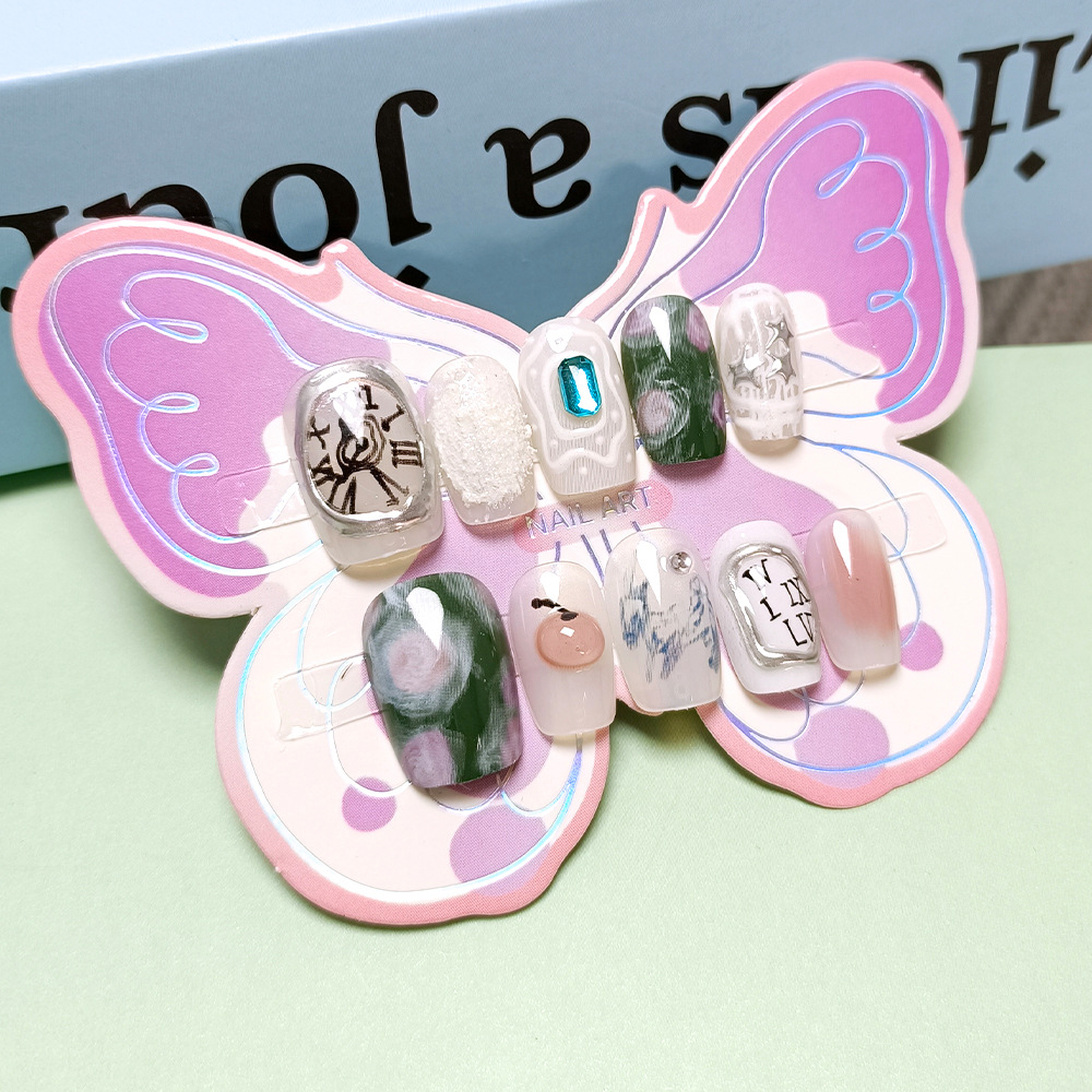 10 piezas de uñas con incrustaciones de diamantes para niñas