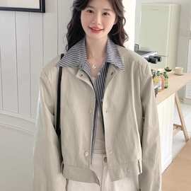 复古假两件皮衣外套女春季2026新款设计感拼接气质高端PU皮短夹克