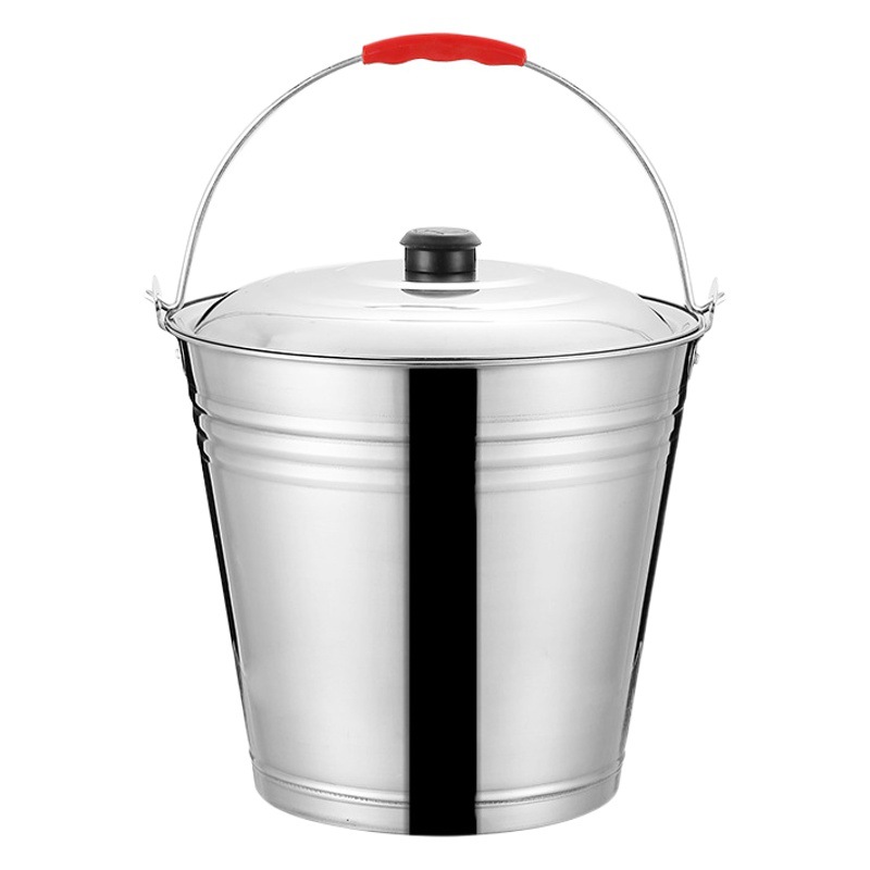 Stainless Steel Bucket Portable Kindergarten Household Lid Bucket Oil Bucket Garbage Sorting Canteen Iron Bucket