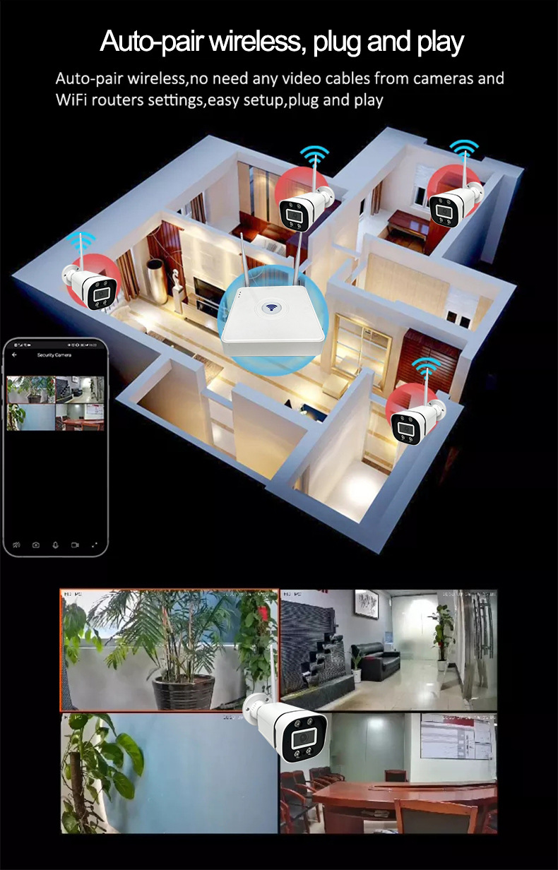 Tuya Graffiti WiFi-Paket kabelloses intelligentes 2-Megapixel-Hochauflösungs-4-Kanal-NVR-Paket Netzwerk-Überwachungskamera