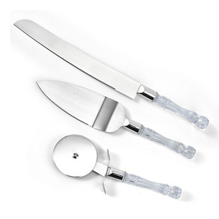 Cross-border in stock wedding festive cake cutter crystal handle pizza shovel cake knife suit