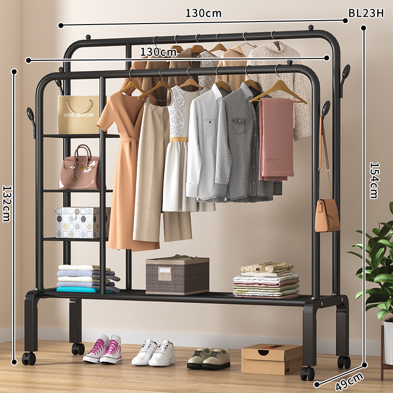 사이드 스토리지 네트 싱글 레이어 더블 로드 + 코트 후크 130 블랙 + 휠