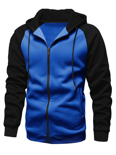 Hooded Sweatshirt Plaid Fleece-lined Men's Zip-up Hooded Jacket Casual Top Spring Loose Fit Men's Clothing