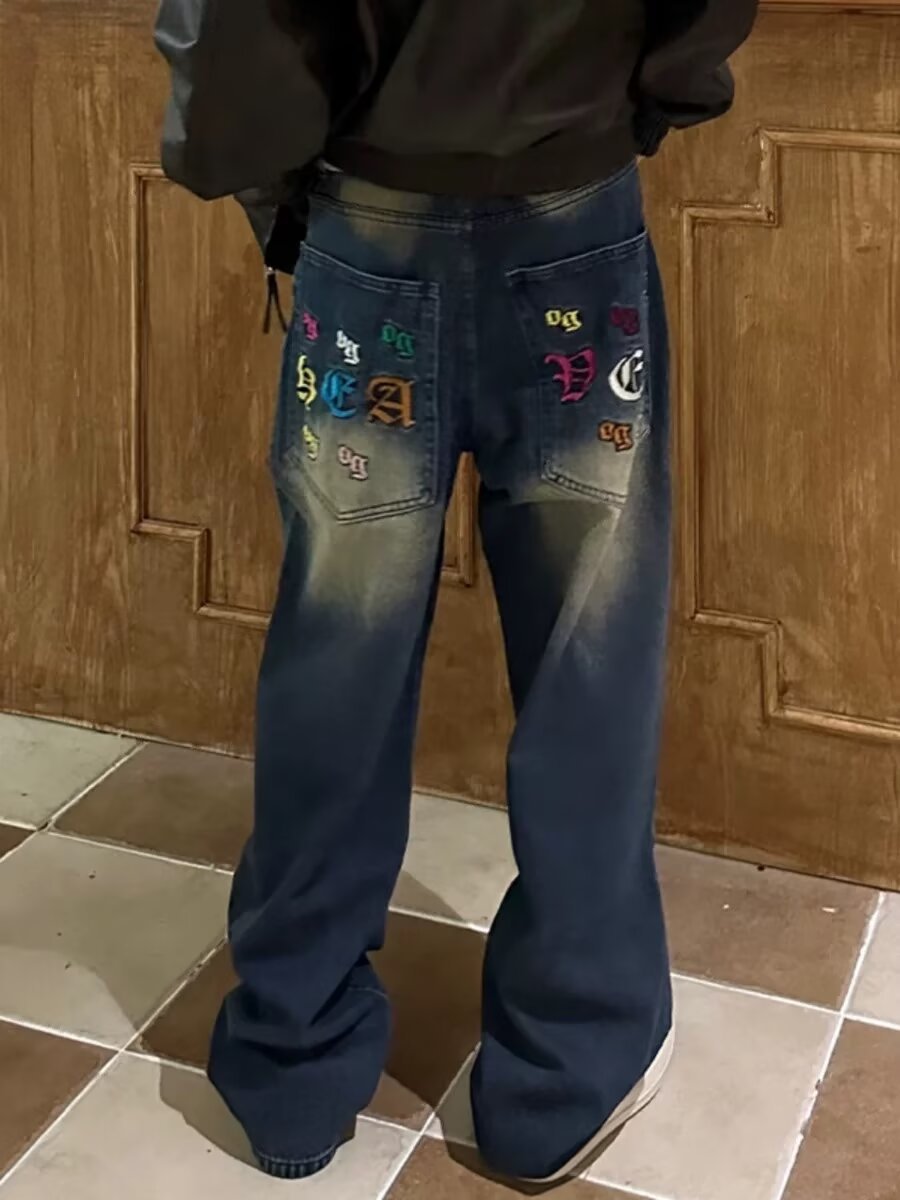 Men's Clothing Men's Jeans High Quality American New Wide Leg Niche High Quality Casual Jeans_mkmklike.com