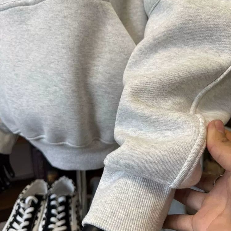 美式复古半拉链卫衣男女2025秋季新款解构拼接设计感帽衫重磅外套|undefined