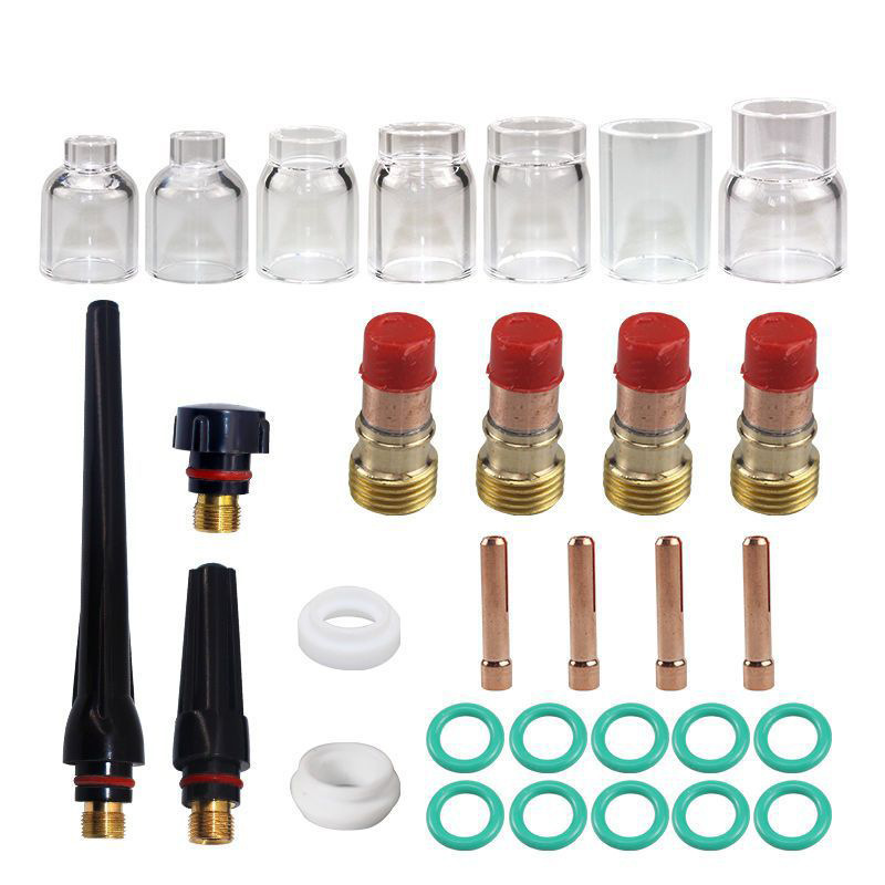 30件 TIG焊枪配件粗短气体透镜 4#~12# 耐热玻璃杯套件螺纹