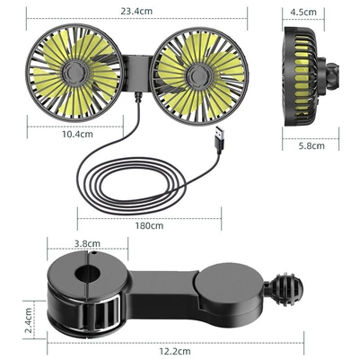 Car-Mounted Dual-Head Fan for: Digər kiçik elektrik cihazlar