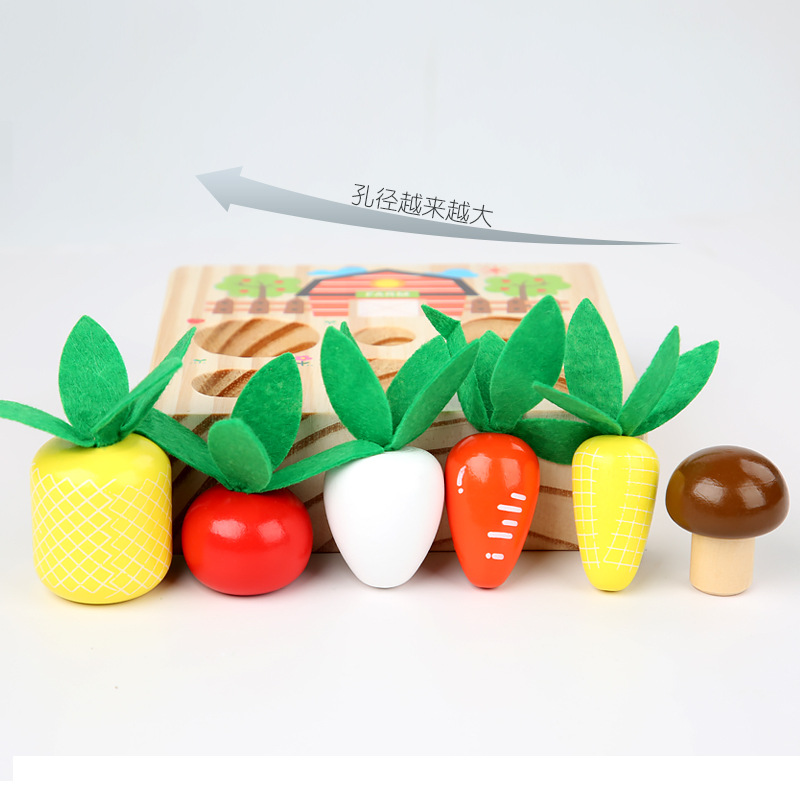 Rábano de granja de diversión de madera transfronteriza tirando de juego de empalme cognitivo juego de escritorio juguetes educativos de educación temprana para niños