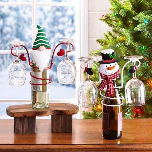 Cross-border new product Christmas wine bottle holder Holiday wine bottle glass bottle rack