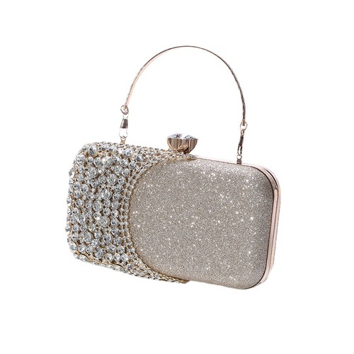 Internet celebrity diamond-encrusted evening bag, women's clutch dress bag, sparkling lady's banquet cheongsam handbag, cosmetic bag