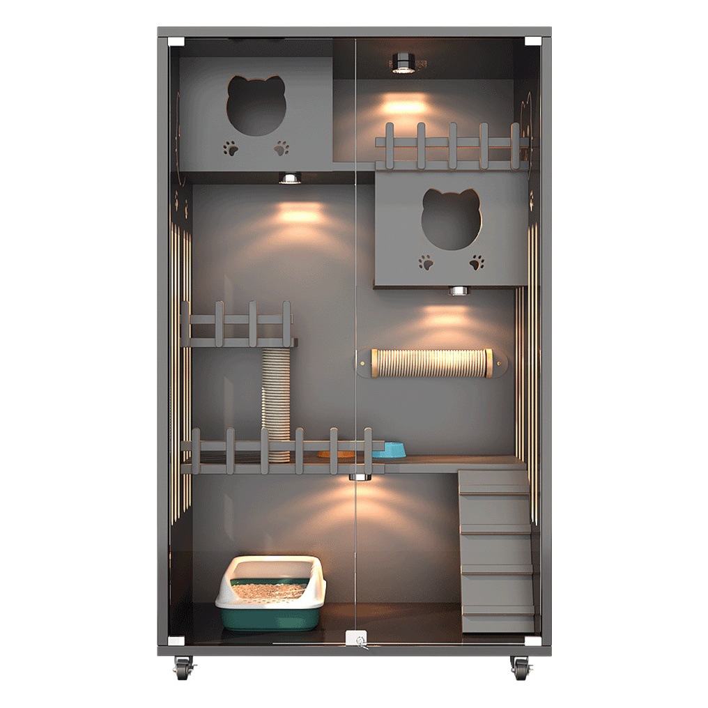 Casa villa para gatos Four Seasons Jaula para gatos universal Marco de escalada para gatos de madera de gran tamaño Nido para gatos Jaula para mascotas integrada Casa para mascotas