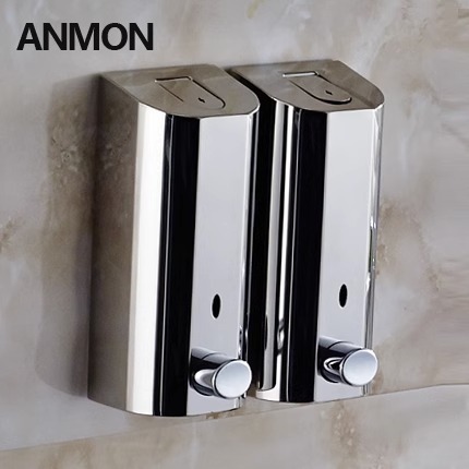 Hotel home bathroom stainless steel wall-mounted manual double-headed shower gel bottle soap dispenser hand sanitizer