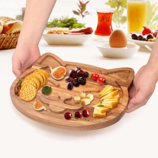 Wooden Cartoon Tray Household Fruit Snacks Kitten Shaped Dinner Plate Holiday Decoration Snacks Fruit Storage Plate
