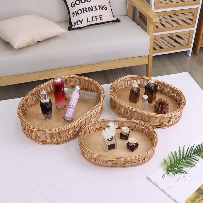 【新品】手工柳编零食客厅编织面包馒头水果篮藤编收纳水果盘家用