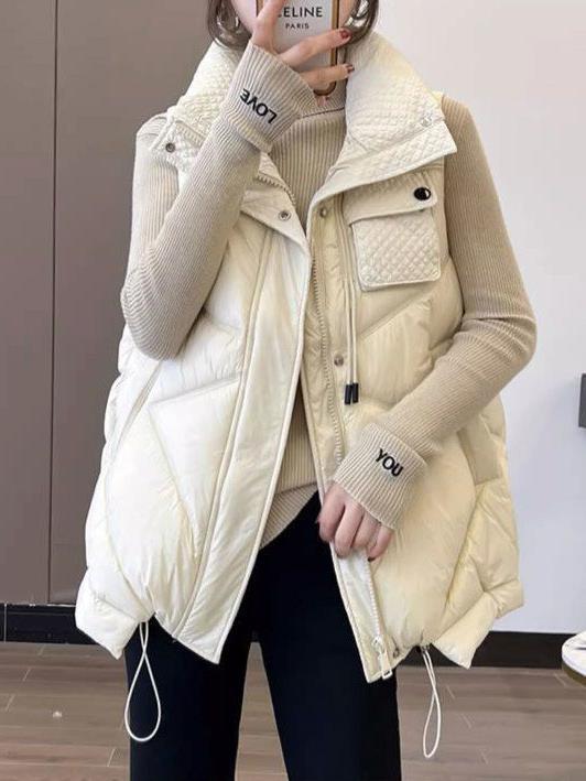 Cotton-padded jacket# plus size chubby girl warm thickened widened cold-proof down jacket 2023 autumn and winter vest jacket for women ins